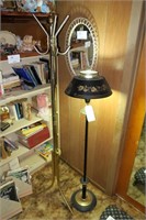 Lot, tole floor lamp and brass costumer