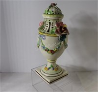 Hand Painted Floral Lidded Urn