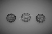 1941 - 1943 Newfoundland Ten Cent Coins