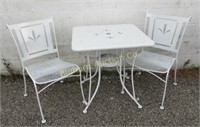 White Metal Outdoor Table w/ 2 Chairs