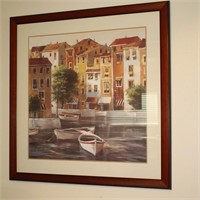 Italian Art Print w/ Mahogany Color Wood Frame