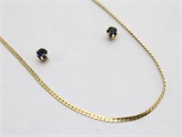 14k Gold Necklace & Pair of Earrings