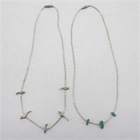 (2) Navajo Silver Necklaces w/Rough Cut