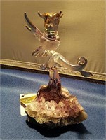 Prochaska Glass Sculpture, Owl, Crystal Rock