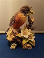 Vtg Lefton ceramic bird w/ flowers