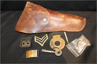 WWII US Holster, French Hotel Key, Army Belt
