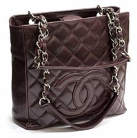 CHANEL QUILTED BURGUNDY CAVIAR LEATHER TOTE BAG