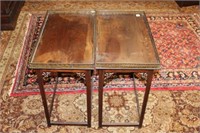 2pc Mahg. End Tables w/ brass galleries