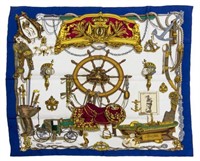 HERMES 'MUSEE' NAUTICAL TWILL SILK SCARF
