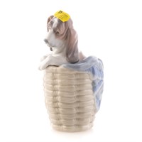 Lladro Dog in Basket figure, #1128