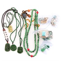 Bead necklaces, opal & silver bracelet, etc.