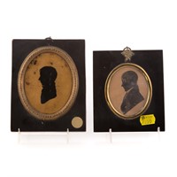 Two silhouette portrait miniatures