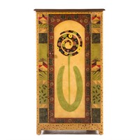 Contemporary painted decorated wood side cabinet
