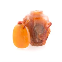 Two Chinese carved agate snuff bottles