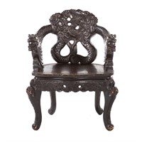 Chinese Export dragon carved hardwood armchair