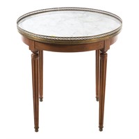 Louis XVI style marble top bouillotte table