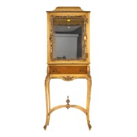 Louis XV style painted & satinwood vitrine cabinet