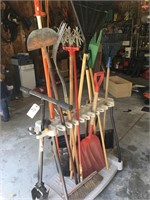 Rack with yard tools
