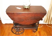 17" X 37" mahogany drop leaf tea cart