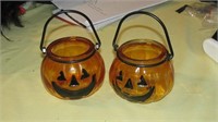 Pair Pumpkin Candle Holders