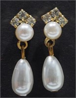 Austrian Crystal and Pearl Earrings