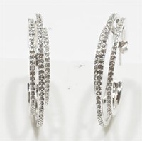 High Fashion Crystal Triple Row Hoop Earrings
