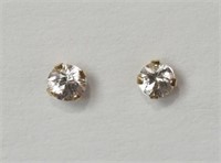 14K Yellow Gold White Sapphire Stud Earrings