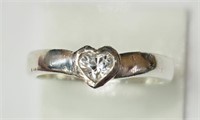 Sterling Silver Cubic Zirconia Heart Shaped Ring