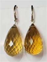 14K White Gold Large Citrine Earrings