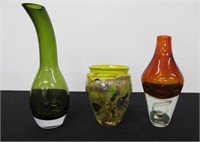 3 MURANO ART GLASS VESSELS