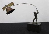 CURTIS JERE TABLE SCULPTURE OF BOY RINGING BELL