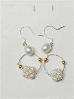 Pair of Sterling Silver Pearl Earrings