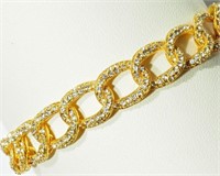 18K Yellow Gold Plated Crystal Chain Link Bracelet