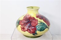 Moorcroft - Hibiscus on Yellow Signed Squat Vase