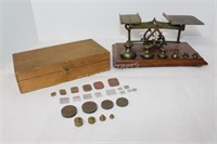 Brass Postal Weigh Scales with Weights
