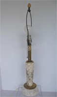 Retro Solid Carved Marble & Brass Table Lamp