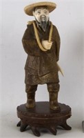 Bronze Figure of a Man Carrying a basket on