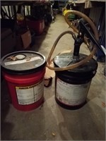 Two 5 gallon buckets of aw 32 hydraulic oil with