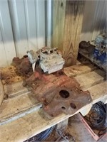 Small block Chevy intake manifold, with carb.