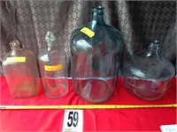 4 Large glass containers