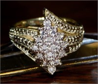 Diamond Chip Fashion Ring Set in Sterling Vermeil.