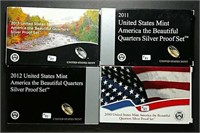 2010, 11, 12 & 13  US. Mint Silver Proof Quarters