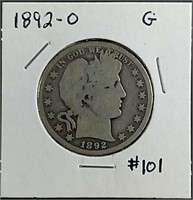 1892-O  Barber Half Dollar  G