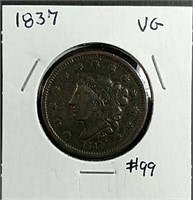 1837  Large Cent  VG