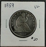 1859  Liberty Seated Half Dollar  VG