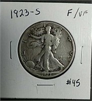 1923-S  Walking Liberty Half Dollar  F / VF