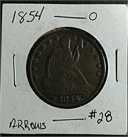 1854-O w/arrows Seated Liberty Half Dollar  VF