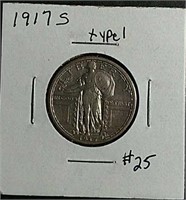 1917-S  Type I  Standing Liberty Quarter  VF