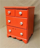 Doll Size Painted Red Chest.