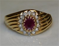 Diamond and Ruby Ring Set in 14kt Gold.